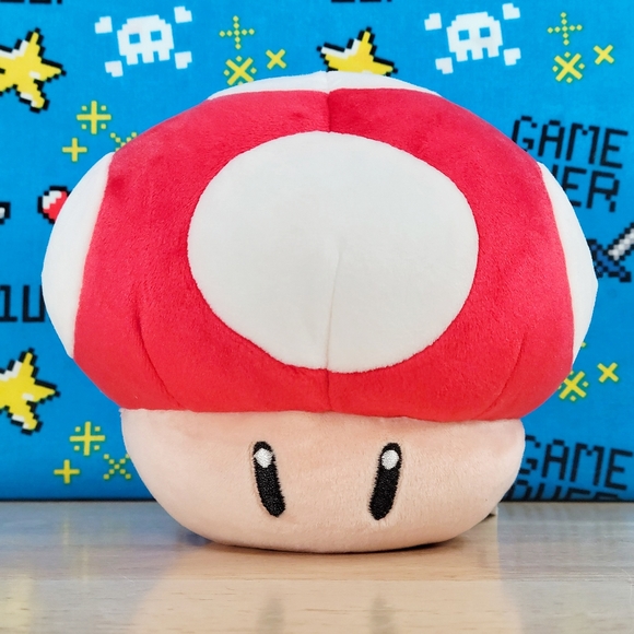 Tomy Club Mocchi Mocchi SUPER MUSHROOM JUNIOR 6" Nintendo Super Mario Game Plush - Picture 1 of 12